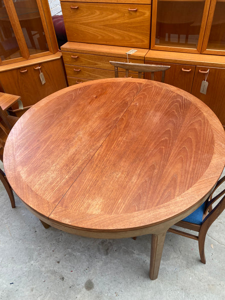Mid Century Teak Round Extending Dining Table