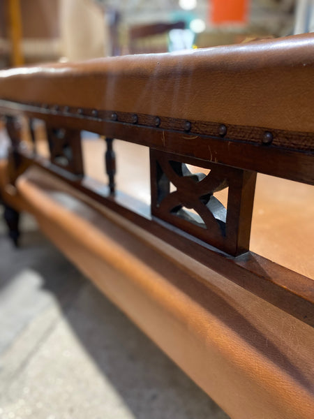 Mahogany & Leather Effect Antique Chaise Longue