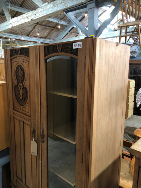 Carved Detail Storage Cupboard with Display Glass