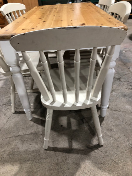 Solid Pine Farmhouse Table & 5 Chairs