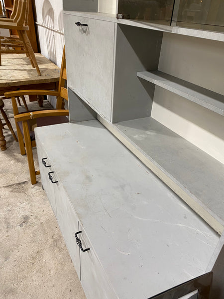 Grey Painted Display Cabinet Storage Unit