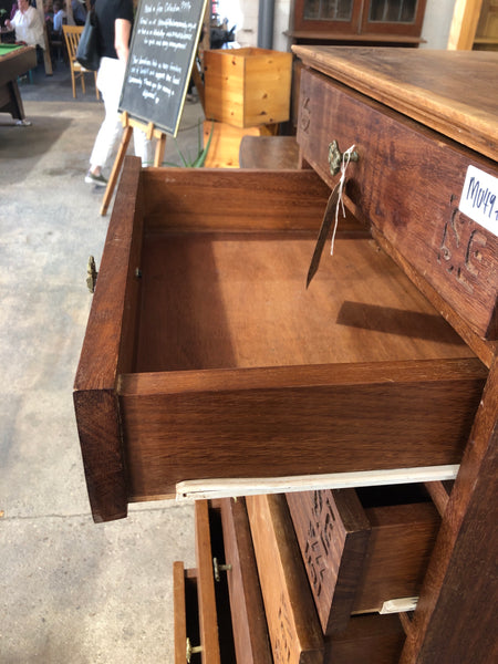 Indonesian Carved Mango Wood Slim Tallboy