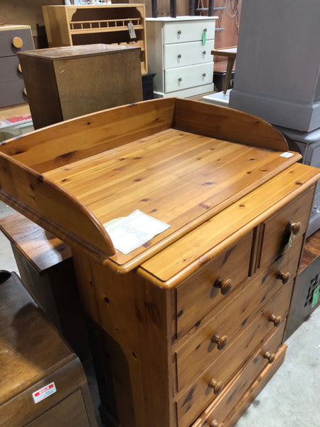 Pine Baby Changing Unit & Chest of Drawers - REF
