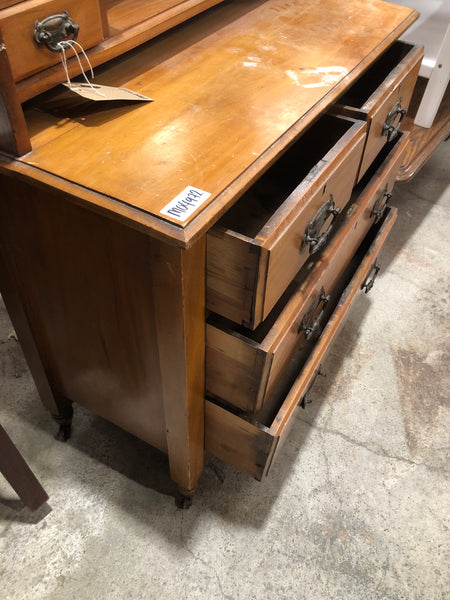 Vintage Four Drawer Vanity Dresser with Mirror