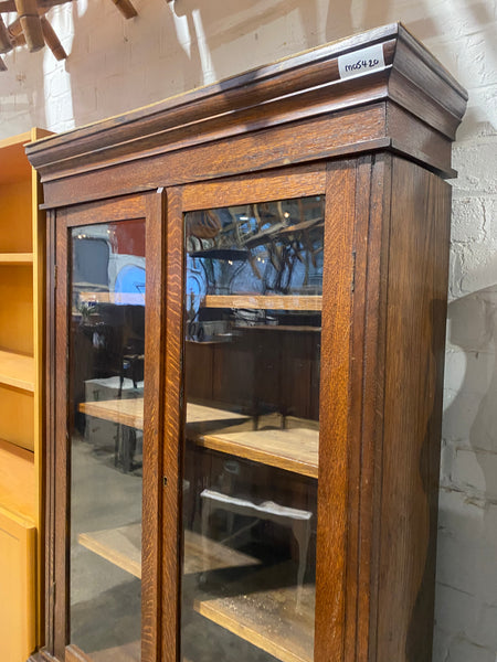 Antique Narrow Oak Library Bookcase