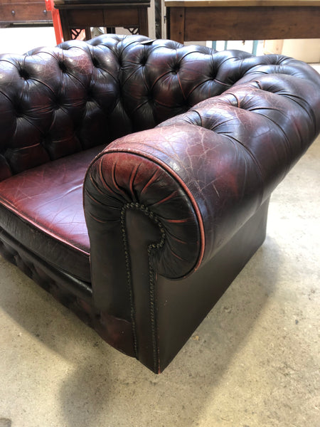 Oxblood Red Leather Chesterfield Clubroom Armchair