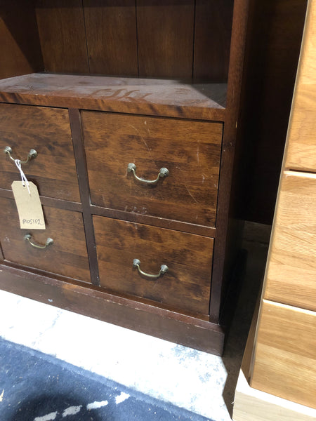 Dark Wooden Bookshelf & 4 Drawers