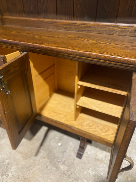 Wide Oak Carved Dresser