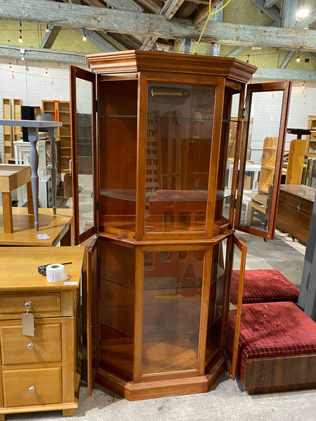 Tall Wooden Glass Display Cabinet