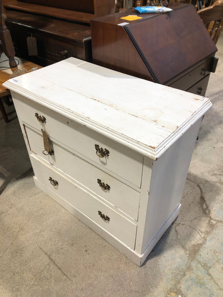 White Painted Pine Chest of 3 Drawers