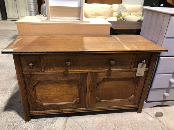 Antique Oak Low Compact Sideboard