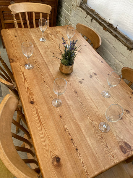 Pine Dining Table and 6 Chairs