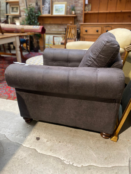 DFS Grey Faux Leather Armchair with Studded Detail