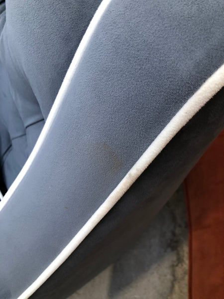 Blue Button back Faux Suede Armchair