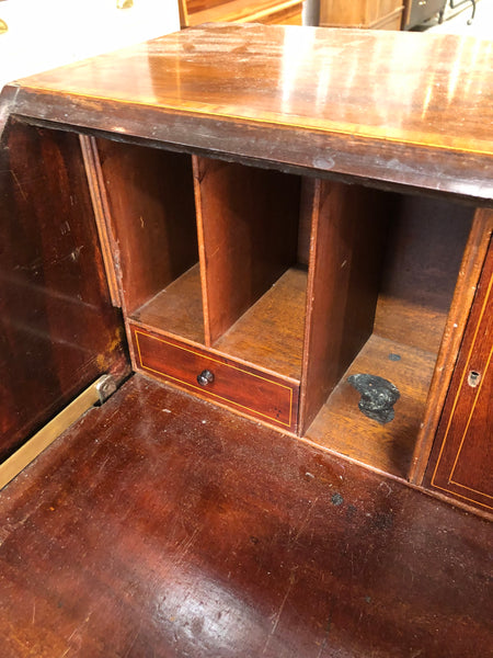 Vintage Oak Bureau with Inlaid Edging