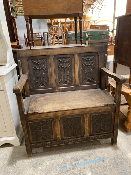 Antique Oak carved Monk’s Bench