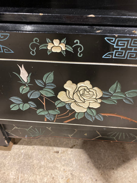 Chinese Mother of Pearl Black Lacquer Medicine Cabinet