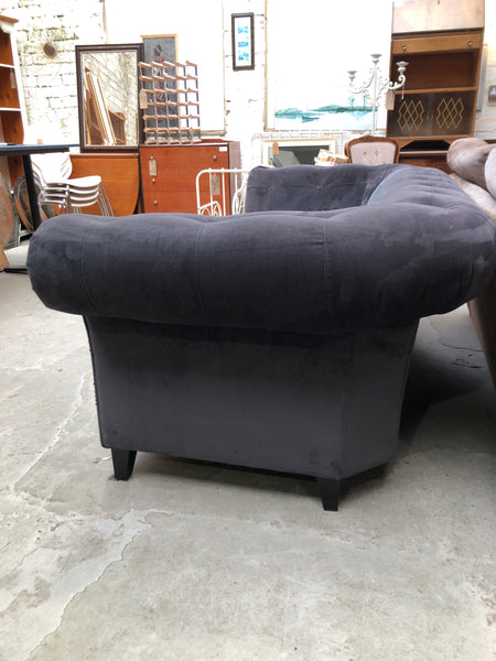 Chesterfield Style Grey Velvet Sofa
