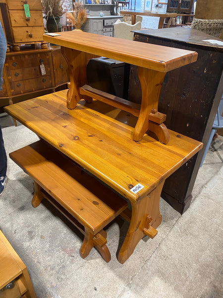 Pine Table & 2 Bench Set
