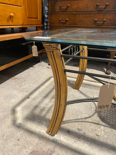 Glass & Wicker Coffee Table