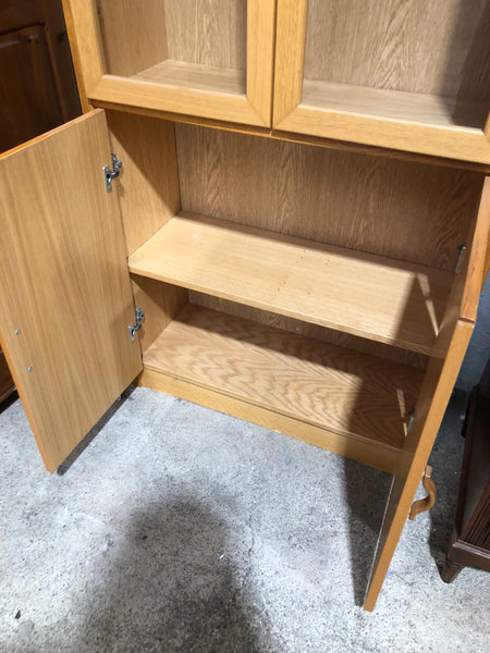 Tall Oak Veneer Display Cabinet