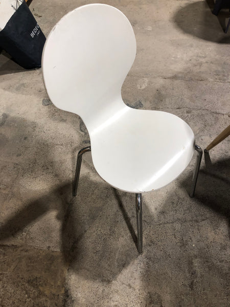 Black Circular Dining Table & 4 White Chairs