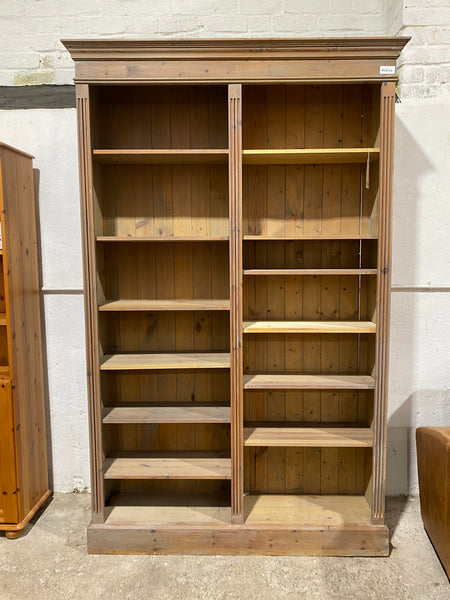 Large Solid Pine Double Bookcase