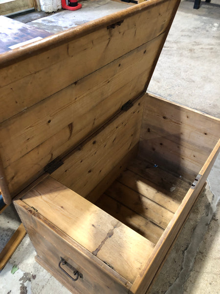 Waxed Victorian Pine Blanket Box