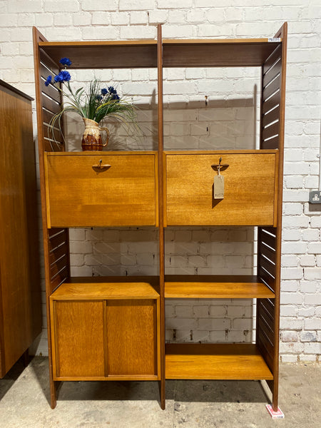 Vintage Staples Teak Ladderax 2 Bay Shelving Unit
