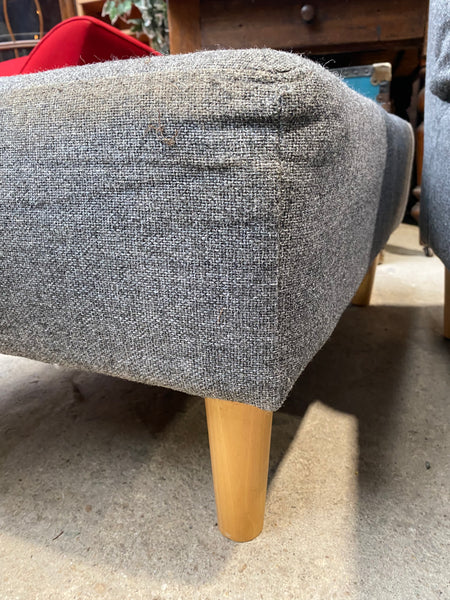Contemporary Grey Chaise Longue & Footstool