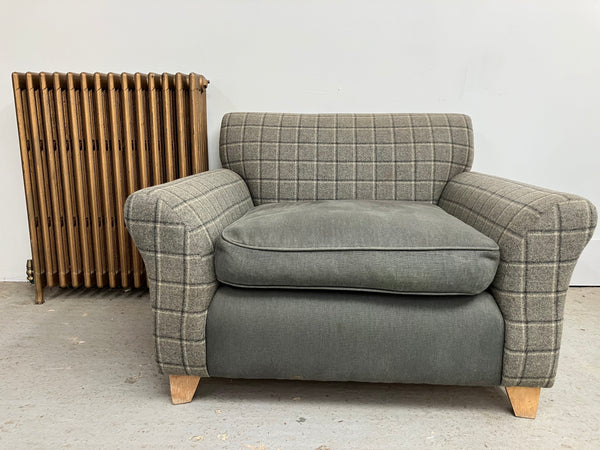 GHC - Grey Tartan Style Deep Comfortable Armchair