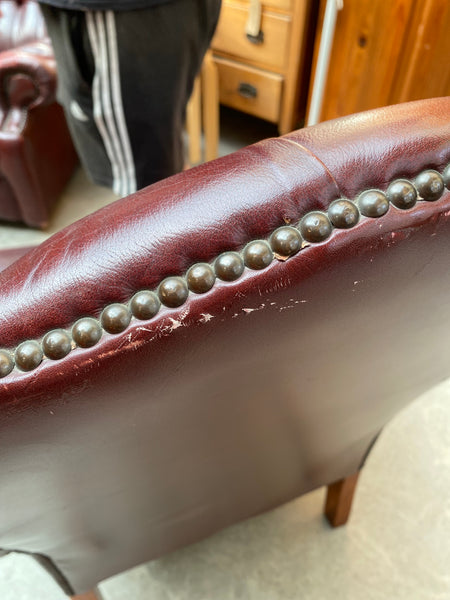 GHC - Oxblood Leather Button back Wingback Armchair