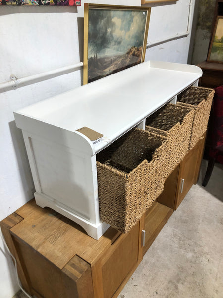White Hallway Bench with Storage
