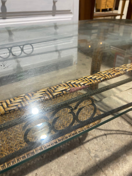 Glass & Wicker Coffee Table