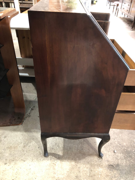 Vintage Oak Bureau with Inlaid Edging