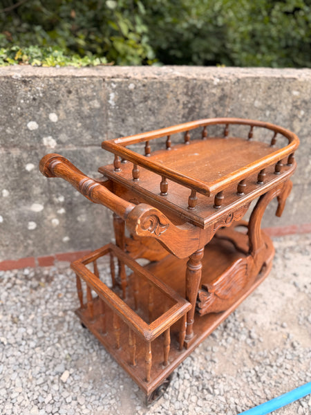 Victorian Ornate Hand Carved Swan Drinks Trolley