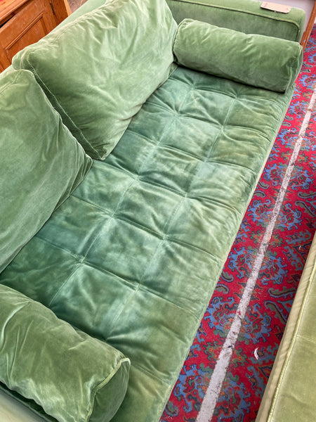 Green Velvet Sofa & Ottoman