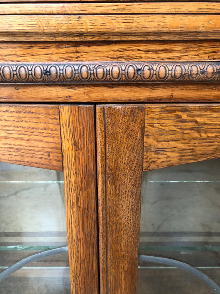 GHC - Antique Glass Fronted Small Oak Display Cabinet