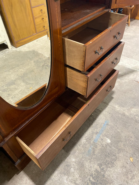 Large Mahogany Wardrobe with Mother of Pearl Detail