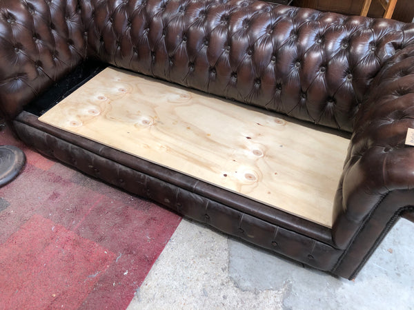 Brown Leather Chesterfield Style Sofa-bed