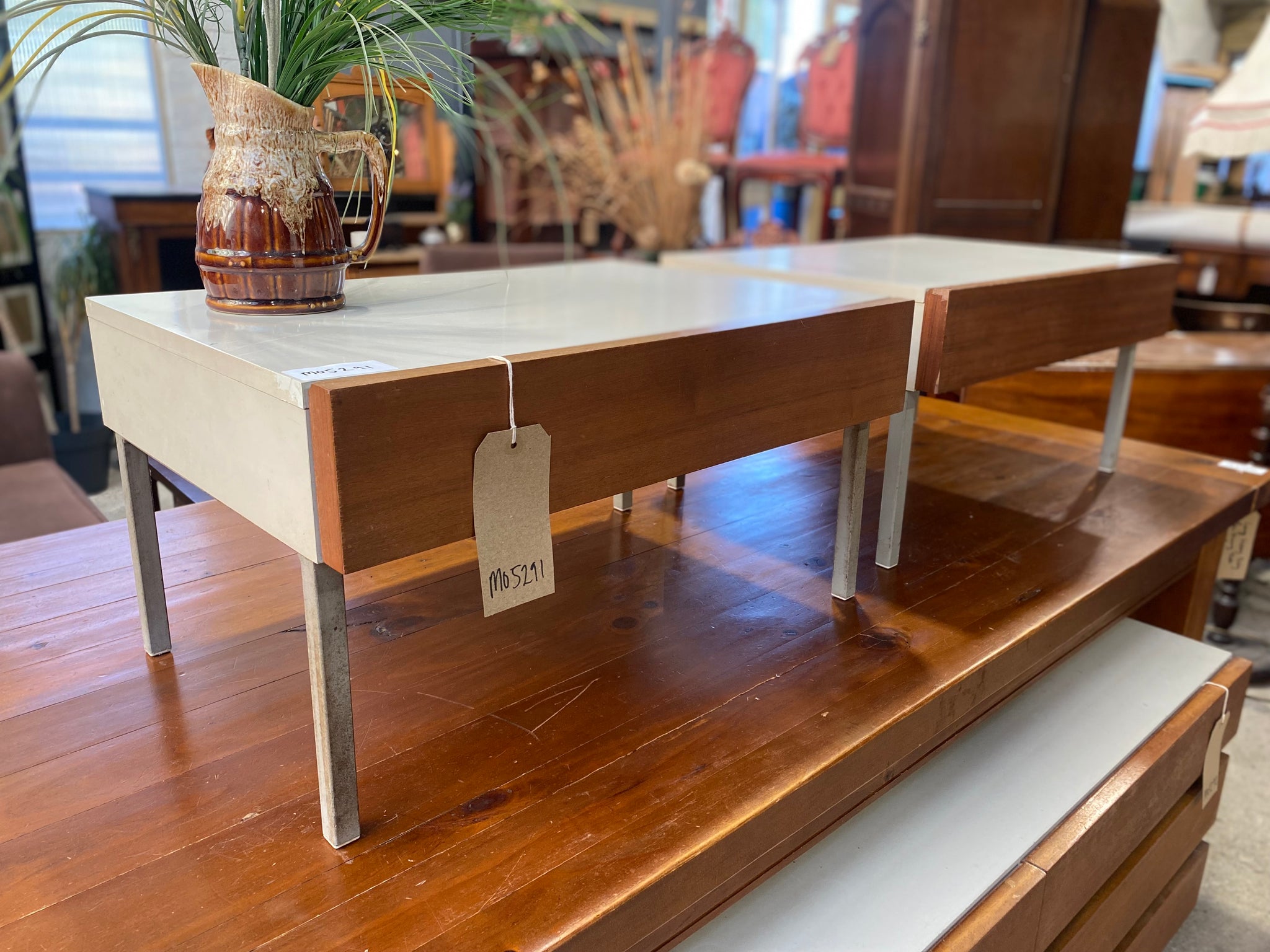 Interlubke Pair of Mid Century Teak Bedside Tables