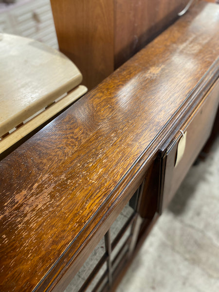 Oak Display Bookcase with Writing Desk