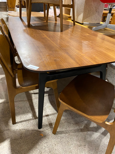 Large Retro Castlery Solid Walnut Dining Table & 6 Chairs