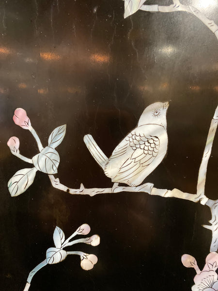 Chinese Mother of Pearl Black Lacquer Medicine Cabinet