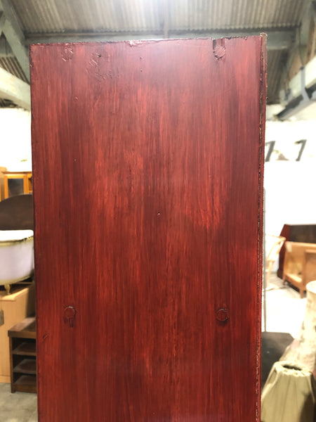 Tall Red Stained Bookshelf