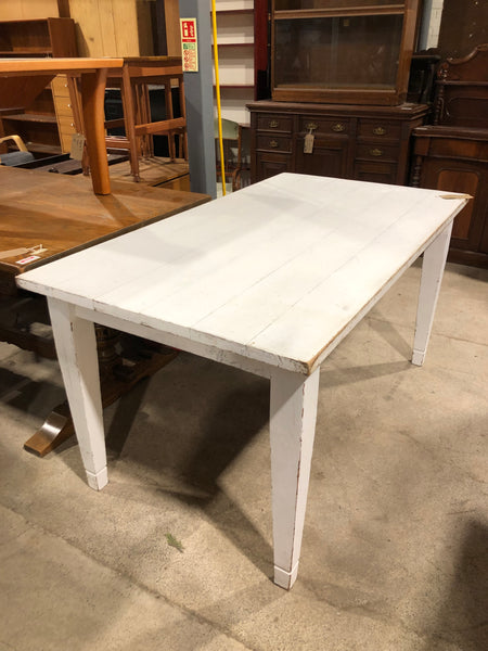 White Painted Plank Dining Table