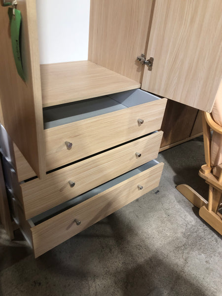 Pale Wooden Wardrobe with Drawers - REF