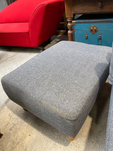 Contemporary Grey Chaise Longue & Footstool