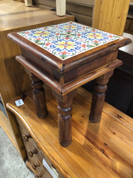 Rosewood Stool with Tile Patterned Top