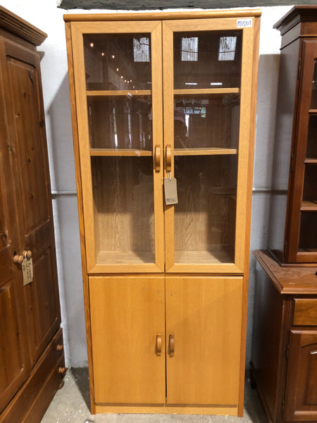 Tall Oak Veneer Display Cabinet